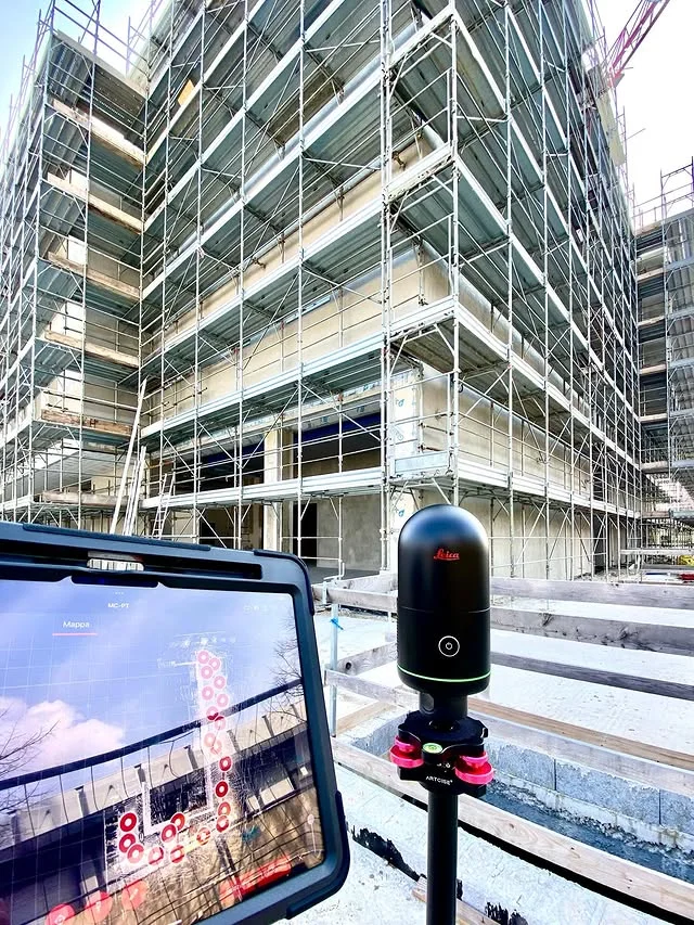 Rilievo laser scanner in cantiere edile