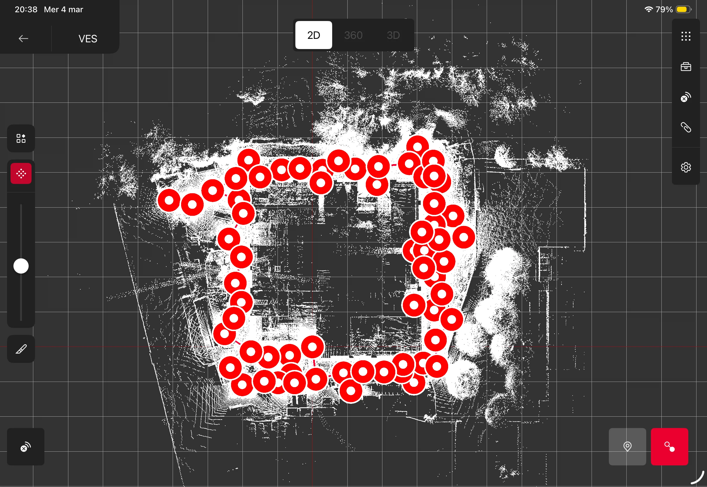 Layout di rilievo con punti di scansione perimetrali