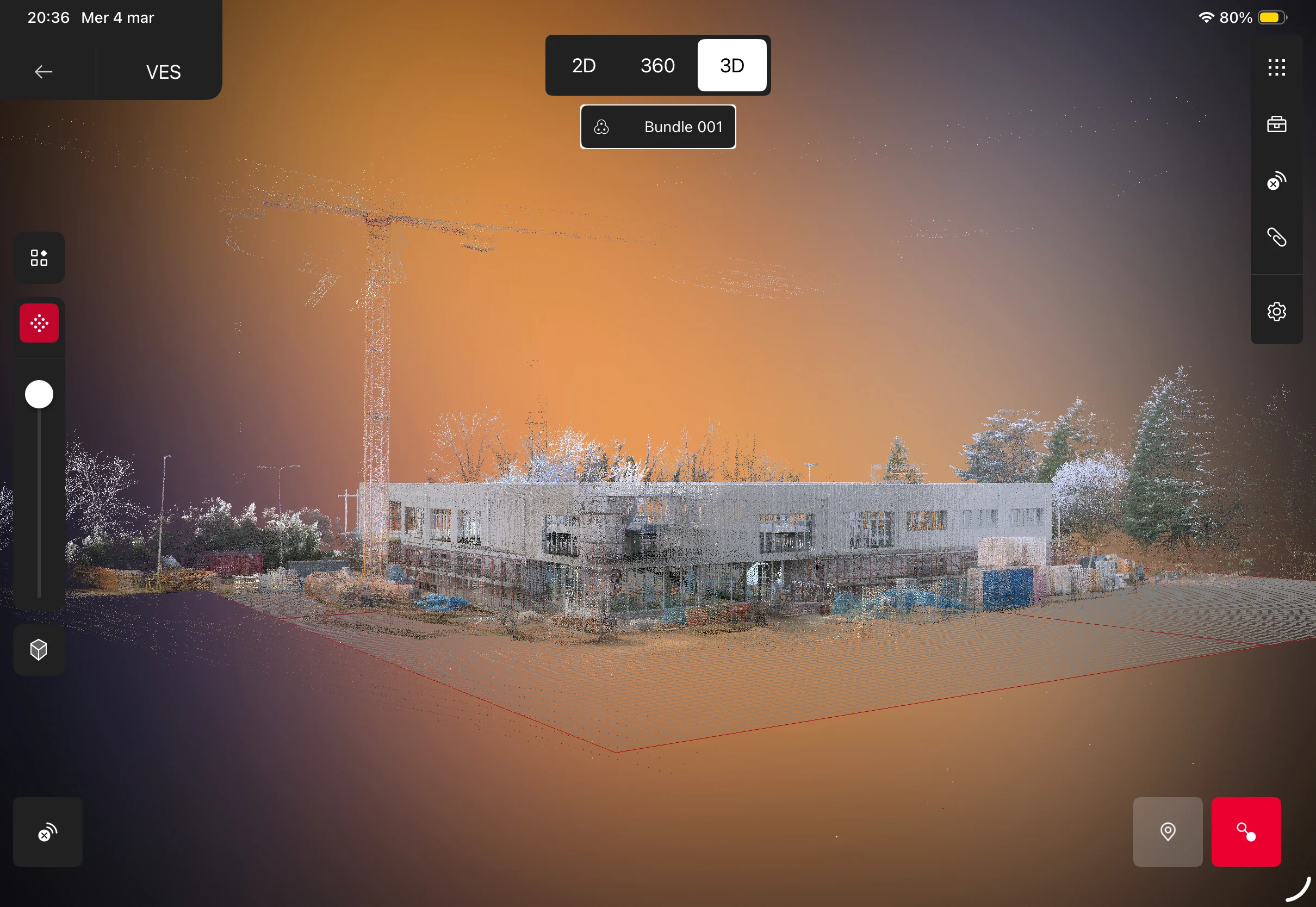 Vista 3D del modello di cantiere